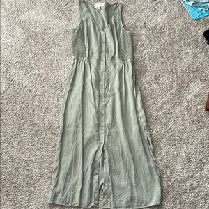 Anthropologie Sage Green Button-Down Maxi Dress